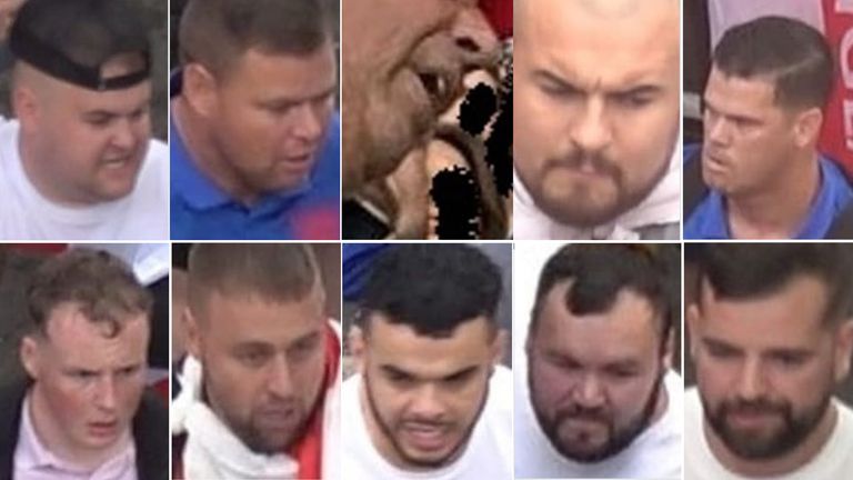 Met police detectives have released ten images of people sought in connection with violence and disorder at the Euro 2020 final.