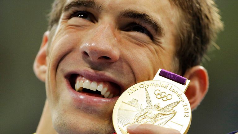 United States' Michael Phelps at the Aquatics Centre in the Olympic Park during the 2012 Summer Olympics in London, Tuesday, July 31, 2012. (AP Photo/Matt Slocum)