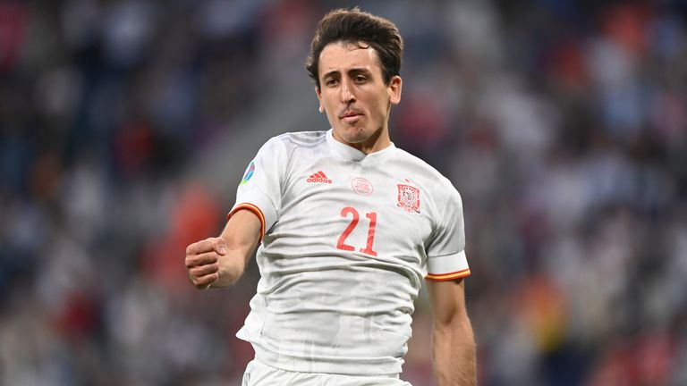 Mikel Oyarzabal celebrates after striking the winning penalty against Switzerland