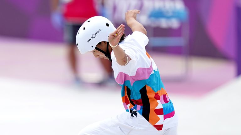 PA - Momiji Nishiya in action during the Women's Street Final at the Ariake Urban Sports Park