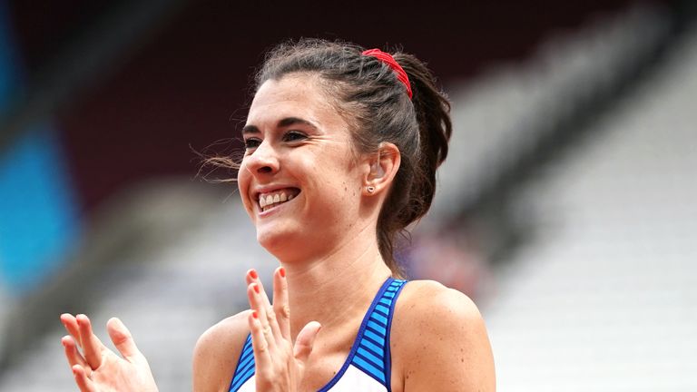 Great Britain&#39;s Olivia Breen after finishing second in the Women&#39;s T35-38 100m during day two of the IAAF London Diamond League meet at the London Stadium.