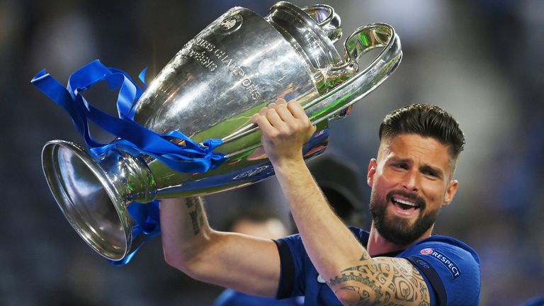 Olivier Giroud was an unused substitute as Chelsea won the Champions League under Thomas Tuchel in May