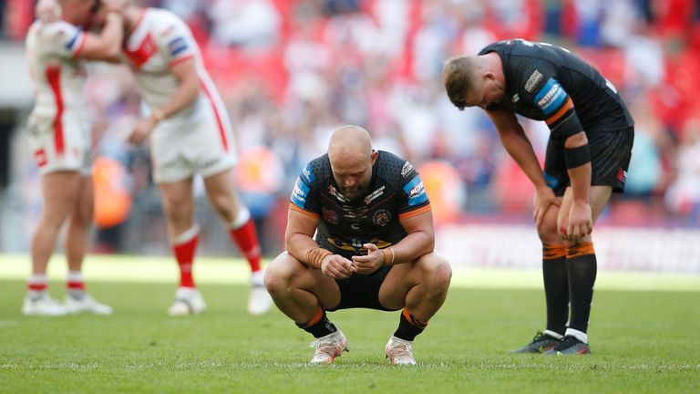 Picture by Ed Sykes/SWpix.com - 17/07/2021 - Rugby League - Betfred Challenge Cup Final - Castleford Tigers v St Helens - Wembley Stadium, London, England - Castleford Tigers' Paul McShane looks dejected after the game