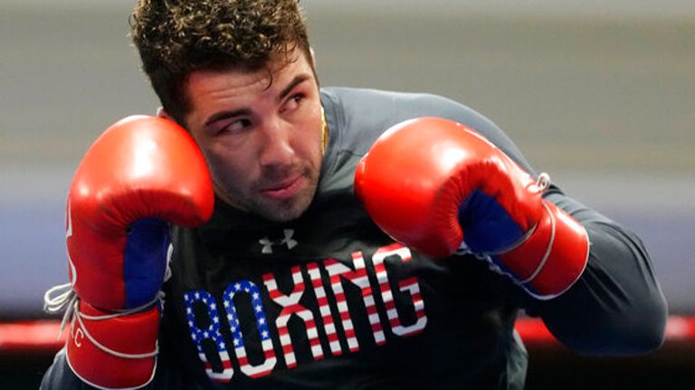 USA Boxing team member Richard Torrez Jr. takes part in drills during a media day for the team in a gym located in a converted Macy...s Department store Monday, June 7, 2021, in Colorado Springs, Colo. (AP Photo/David Zalubowski)...................