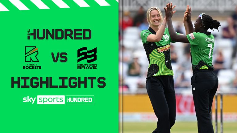 The best of the action from Trent Bridge where Trent Rockets took on the Southern Brave in The Hundred.