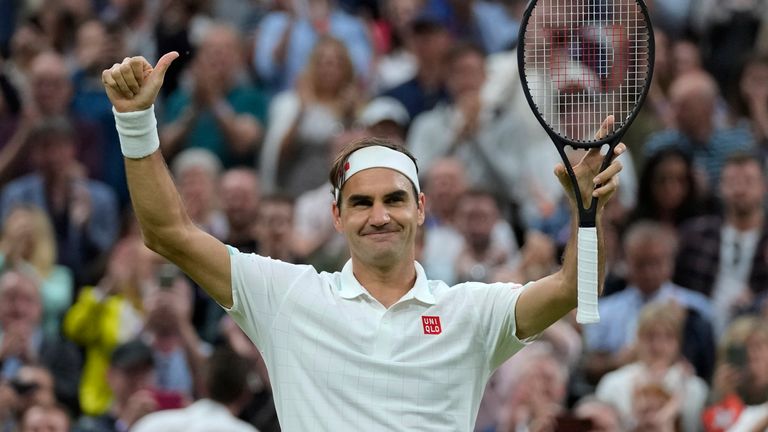 Roger Federer moved into the last eight at Wimbledon for the 19th time in his career with a routine victory over Lorenzo Sonego (AP)