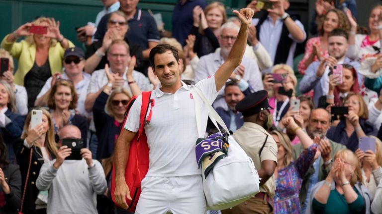 Federer thanks the Wimbledon crowd for their support (AP)
