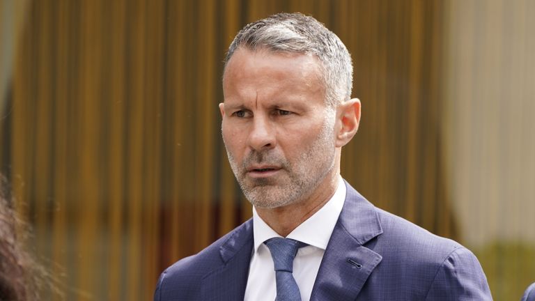 Former Manchester United footballer Ryan Giggs arrived at Manchester Crown Court where he was charged with assaulting two women and controlling or coercive behaviour. 