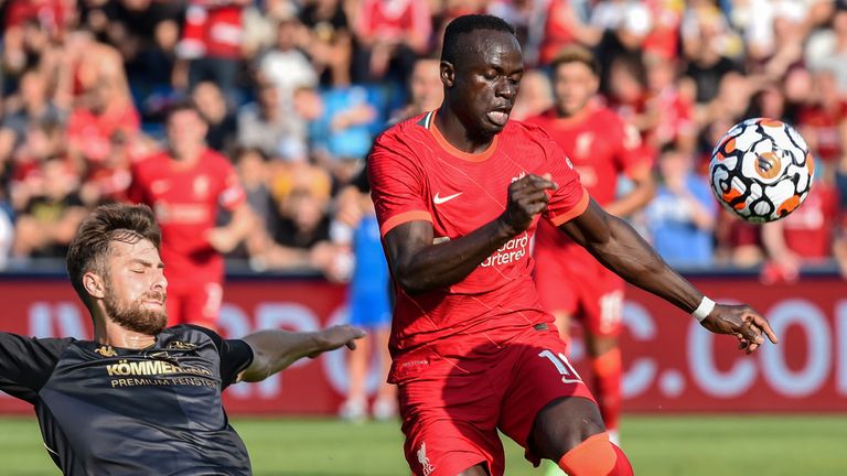 Sadio Mane in action for Liverpool in friendly vs Mainz
