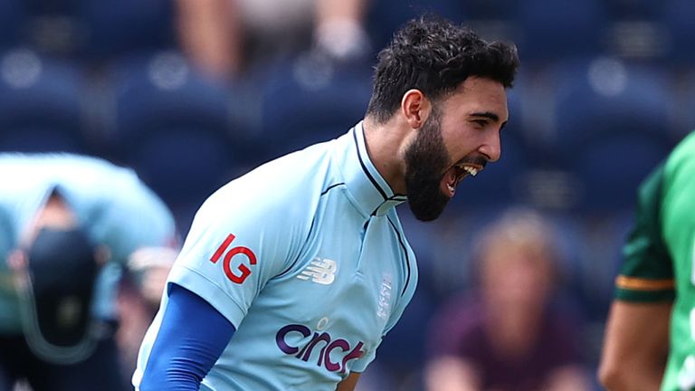 Saqib Mahmood took two wickets with his first three balls to get England off to a flyer in Cardiff