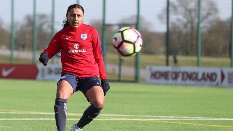 Simran Jhamat takes part in England training