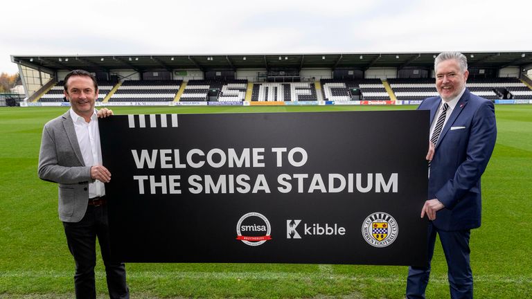 George Adam and Gordon Scott at the newly-named SMISA stadium after St Mirren became fan-owned (photographer Allan Picken)