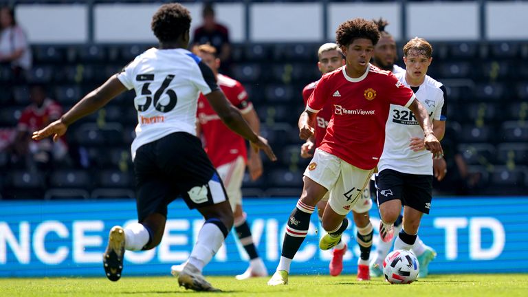 Tahith Chong scored for Man Utd in their 2-1 friendly win over Derby on Sunday