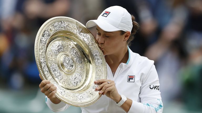 Ash Barty has won Wimbledon for the first time after a three-set victory over Karolina Pliskova