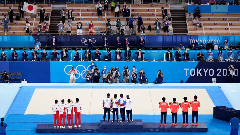 AP - Tokyo Olympics medal podium