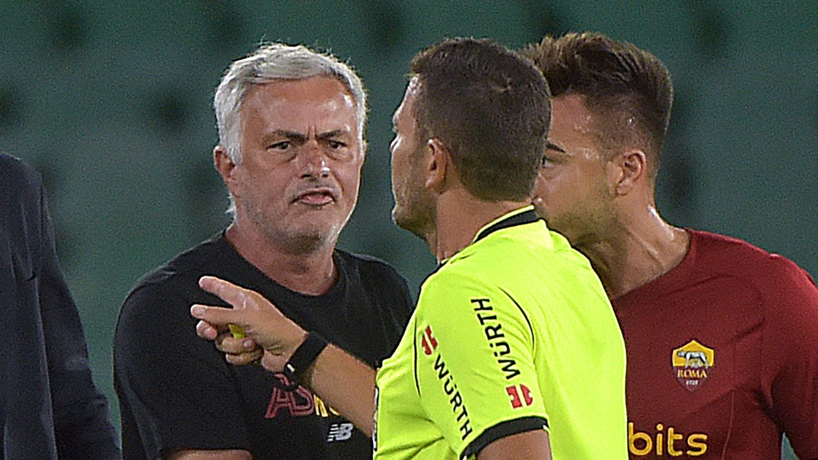 Jose Mourinho sent off as Roma finish with eight players in Real Betis defeat