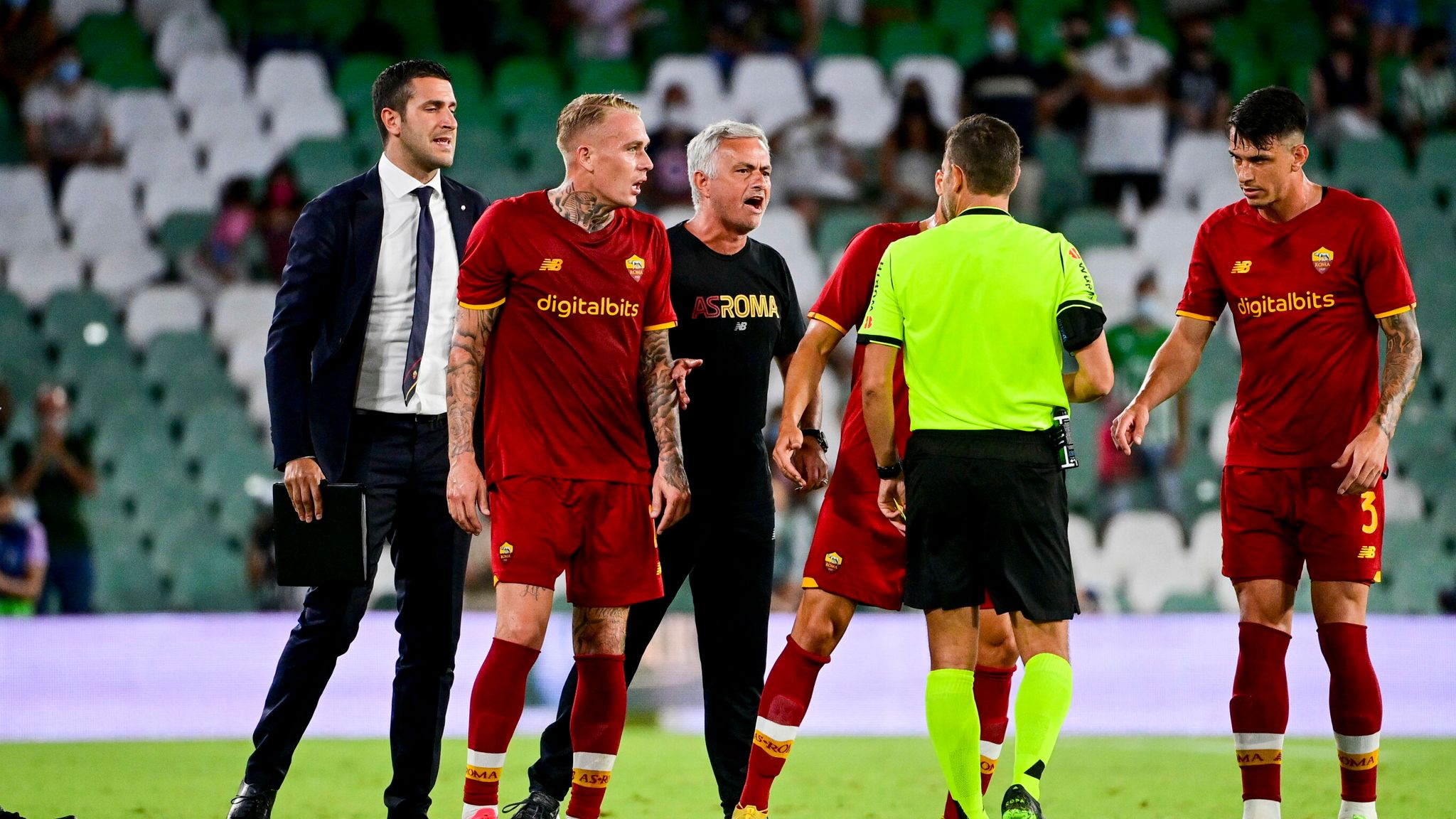 Jose Mourinho Sent Off As Roma Finish With Eight Players In Real Betis Defeat Football News 