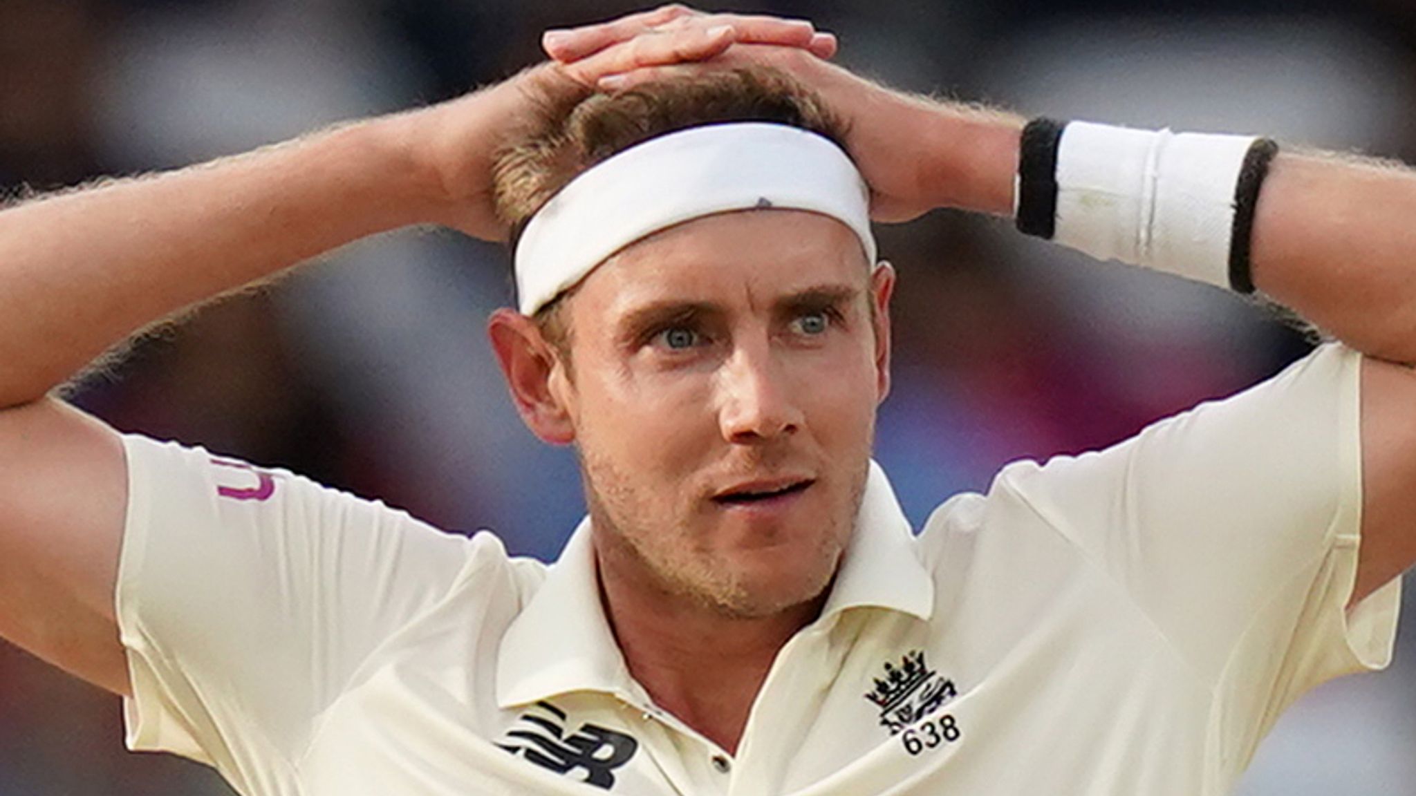 key pacer Stuart Broad tweaking his right calf during a warm-up