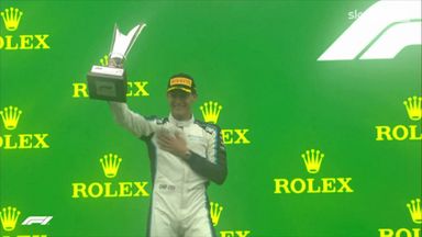 Russell celebrates his first F1 podium