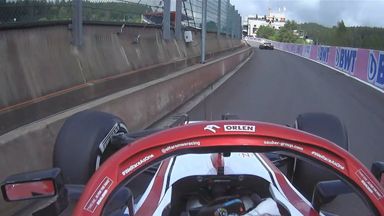 Raikkonen hits the wall entering the pit lane!