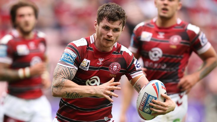 Picture by John Clifton/SWpix.com - 01/08/2021 - Rugby League - Betfred Super League Round 17 - Wigan Warriors v Leigh Centurions - DW Stadium, Wigan, England -
Wigan Warriors’ John Bateman