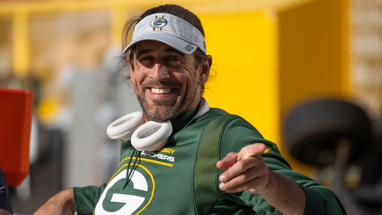 Aaron Rodgers at training camp