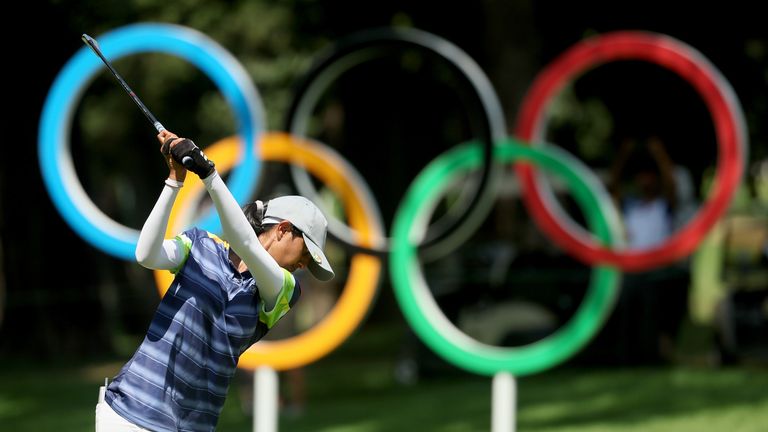 Aditi Ashok during the third round of the Women's Olympic golf tournament