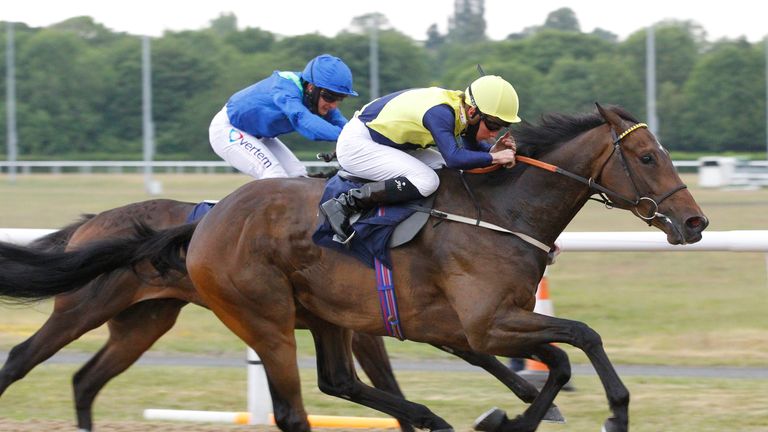 Amir Kabir (yellow cap) wins at Wolverhampton in June last year