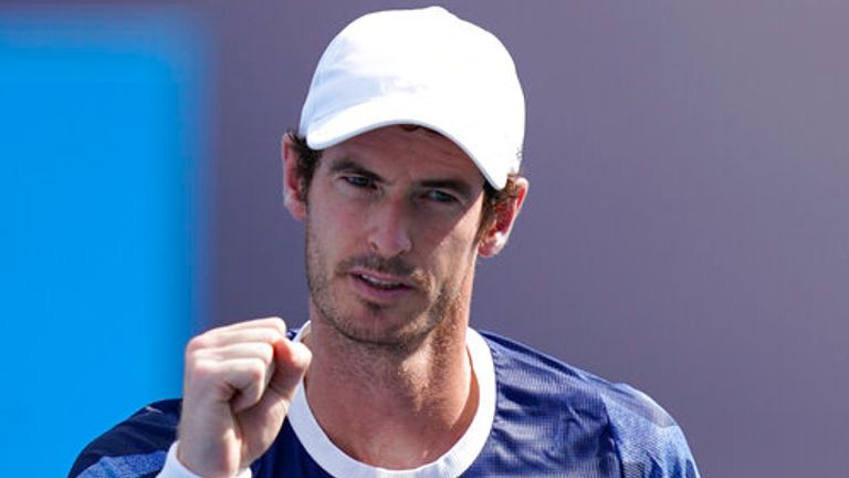 Andy Murray, of Britain, reacts during a men...s doubles tennis..match against Germany at the 2020 Summer Olympics, Tuesday, July 27, 2021, in Tokyo, Japan. (AP Photo/Patrick Semansky)