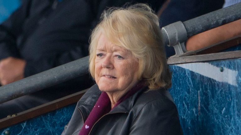 Hearts' owner Ann Budge watches on 