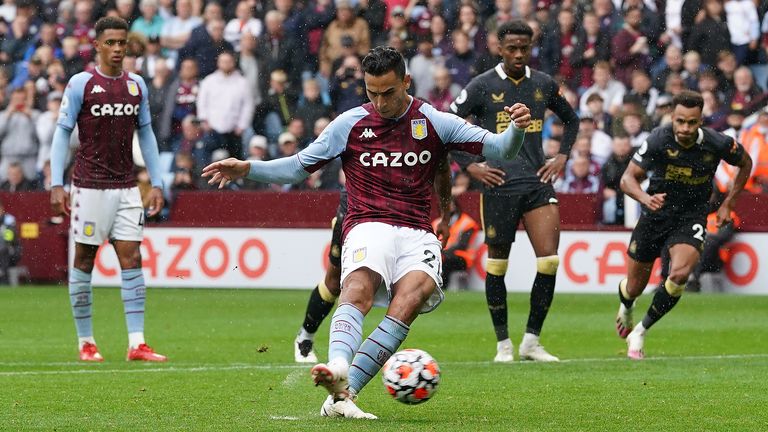 Anwar El Ghazi scores Villa's second from the penalty spot