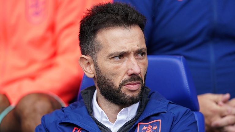 Huddersfield Town manager Carlos Corberan during the first round match