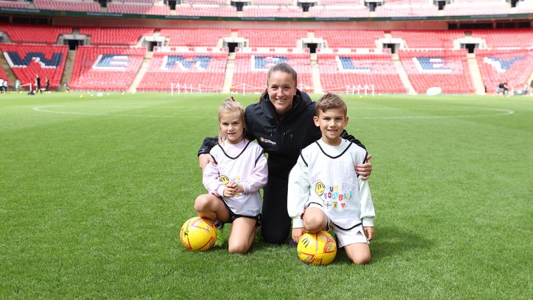 Casey Stoney, McDonalds Fun Football, Wembley Stadium..9th August 2021. Picture By Mark Robinson.