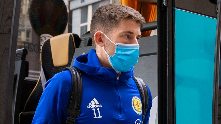 GLASGOW, SCOTLAND - JUNE 21: Ryan Christie is pictured as Scotland's squad arrive at their hotel on June 21, 2021, in Glasgow, Scotland.  (Photo by Alan Harvey / SNS Group)