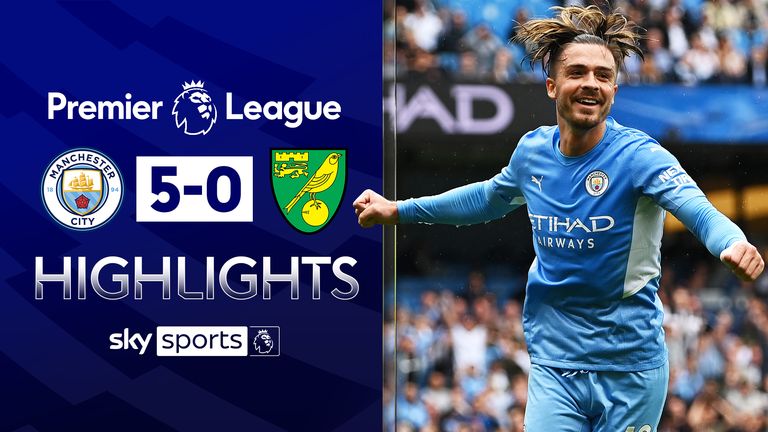 hænge Cyclops overdrive Man City 5-0 Norwich: Jack Grealish scores first City goal as champions  demolish Canaries | Football News | Sky Sports