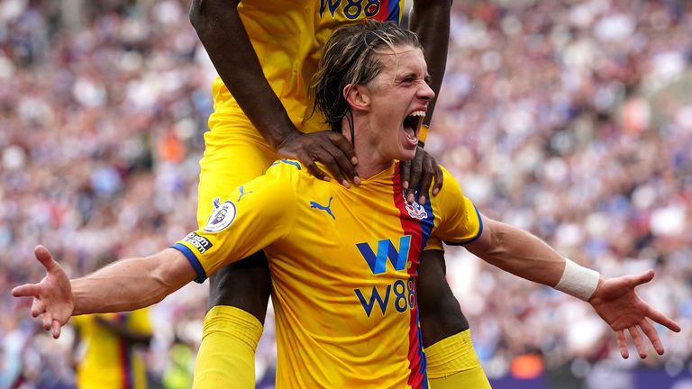 Conor Gallagher celebrates scoring Crystal Palace's second goal of the game