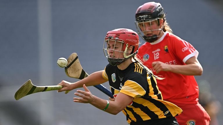 Grace Walsh of Kilkenny in action against Ciara O'Sullivan of Cork
