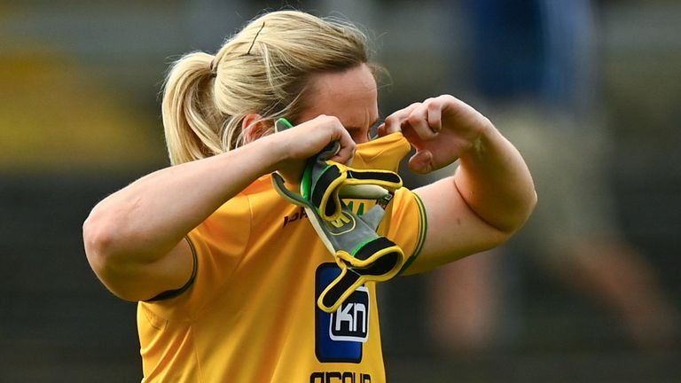 2 August 2021; Karen Guthrie of Donegal after the TG4 All-Ireland Senior Ladies Football Championship Quarter-Final match between Dublin and Donegal at P..irc Se..n Mac Diarmada in Carrick-On-Shannon, Leitrim. Photo by E..in Noonan/Sportsfile 