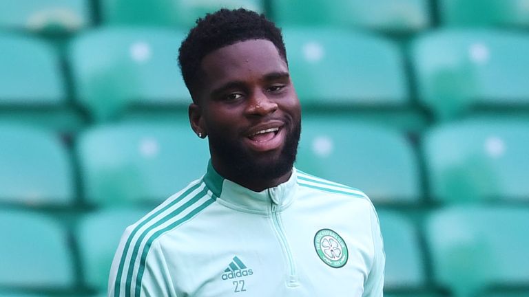 GLASGOW, SCOTLAND - AUGUST 25 :  Odsonne Edouard during Celtic Training  at Celtic Park on August 25 , 2021, in Glasgow, Scotland. (Photo by Craig Foy / SNS Group)