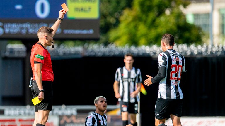 Ethan Erhahon was sent off late on for St Mirren in their stalemate