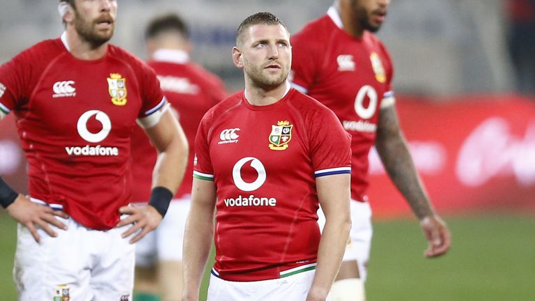South Africa v British and Irish Lions - Castle Lager Lions Series - Third Test - Cape Town Stadium
British and Irish Lions' Finn Russell (right) prepares to take a kick during the Castle Lager Lions Series, Third Test match at the Cape Town Stadium, Cape Town, South Africa. Picture date: Saturday August 8, 2021.