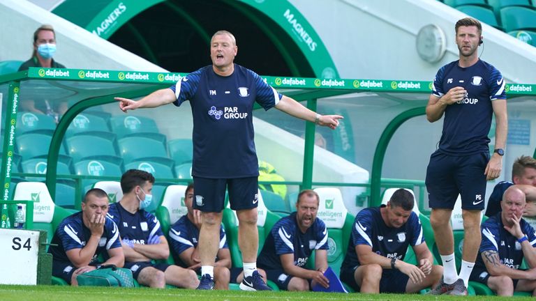 Preston North End manager Frankie McAvoy during the friendly against Celtic