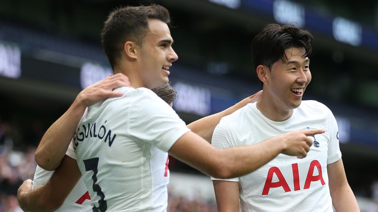 Heung-Min Son celebrates after scoring for Spurs vs Arsenal