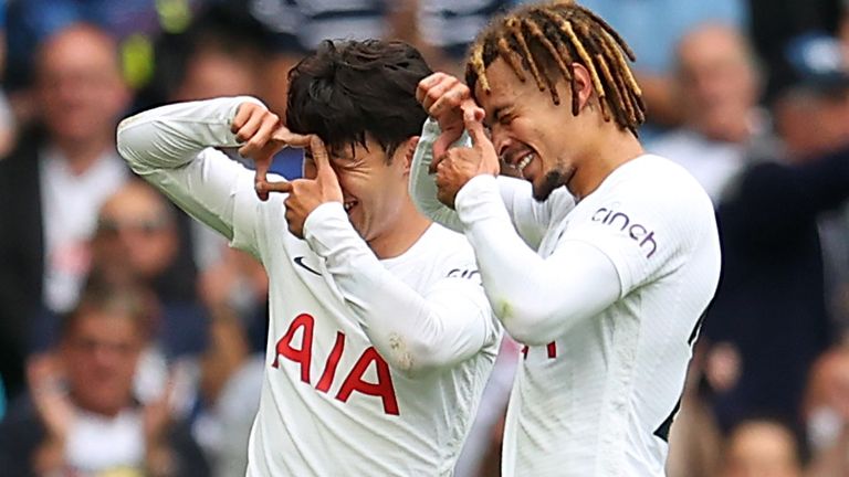 Heung-min Son celebrates his goal for Tottenham against Watford
