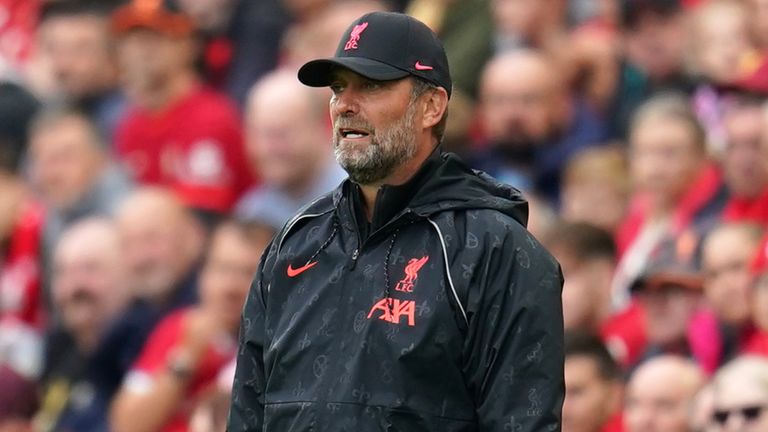 Liverpool manager Jurgen Klopp during the Pre-Season Friendly match at Anfield, Liverpool. Picture date: Sunday August 8, 2021.