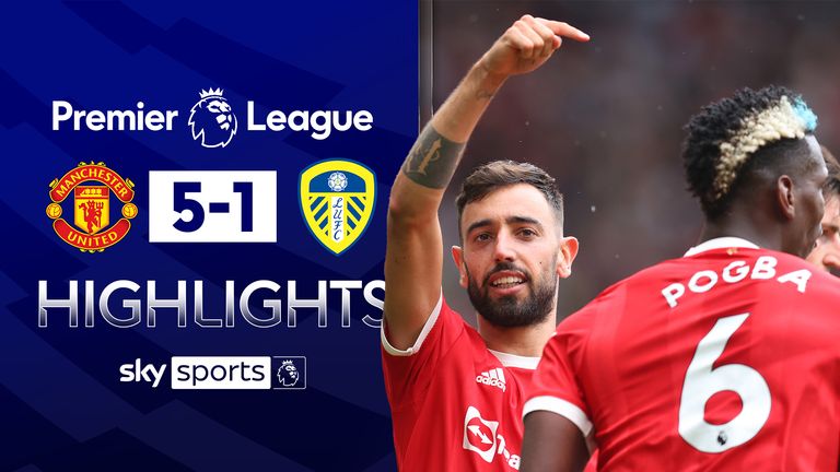 Fernandes scores hat-trick as Utd thrash Leeds