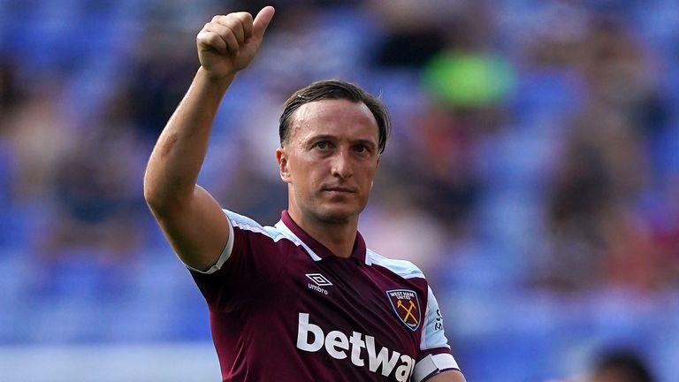 West Ham United's Mark Noble during the pre-season friendly match at the Select Car Leasing Stadium, Reading. Picture date: Wednesday July 21, 2021.