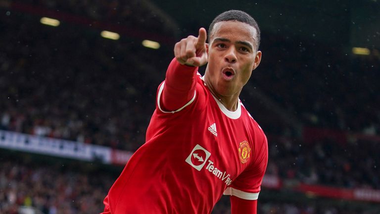 Mason Greenwood celebrates his goal against Leeds United (AP)