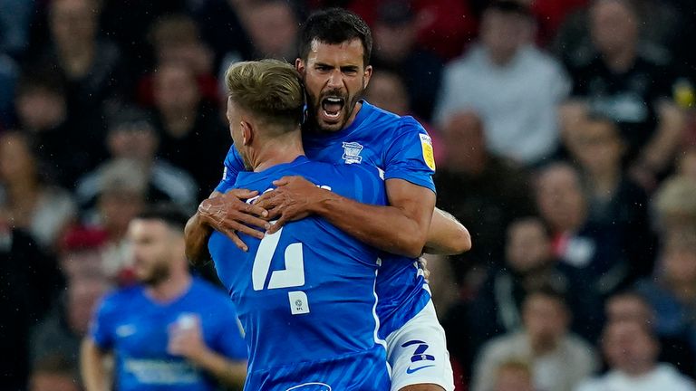 Maxime Colin celebrates giving Birmingham City the lead at Sheffield United