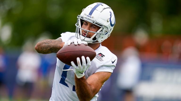 Indianapolis Colts wide receiver Michael Pittman Jr. in action at training camp (AP Photo/Michael Conroy)